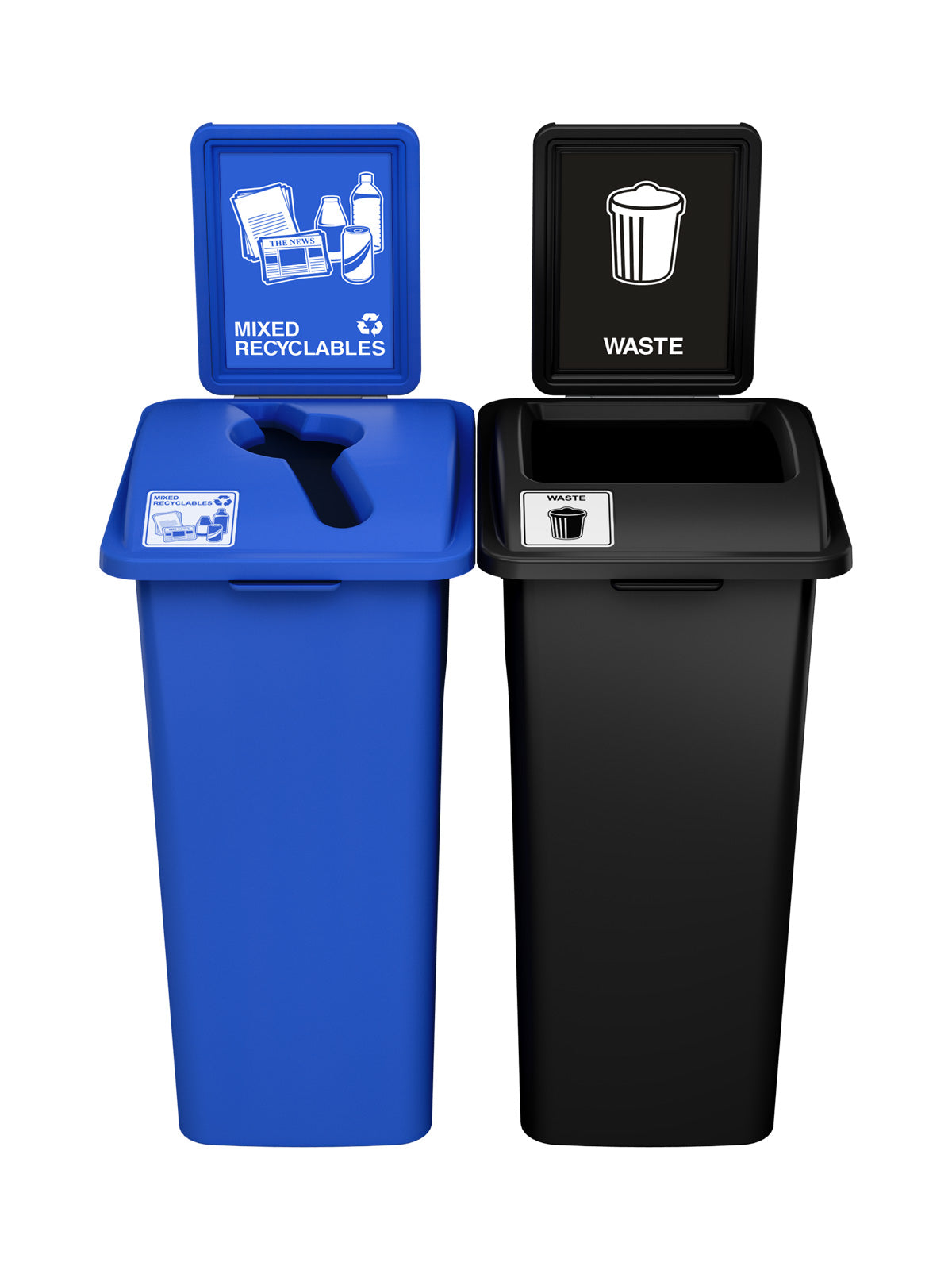 WASTE WATCHER - Double - Kit - Mixed Recyclables-Waste - Mixed-Full - Blue-Black