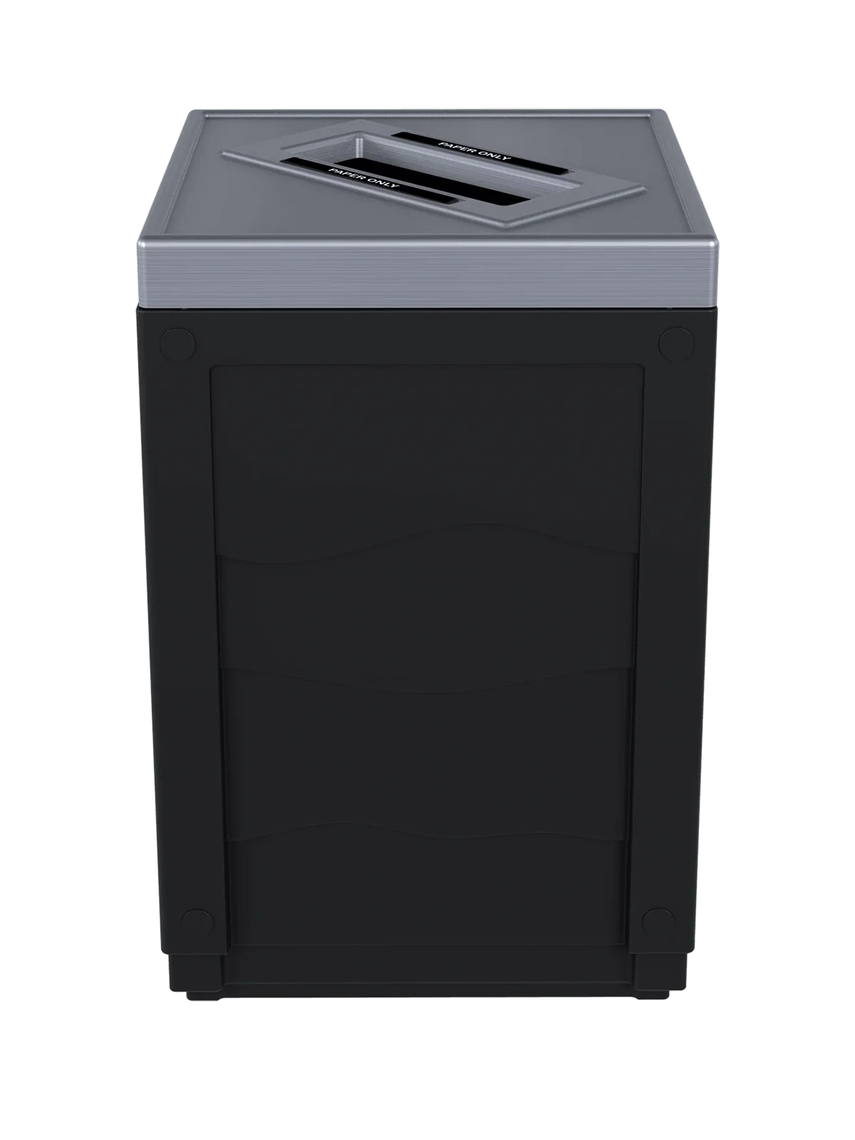 EVOLVE - 50G Black Cube with Slot Opening Lid (Stainless Steel Finish) and 'Paper' Lid Labels