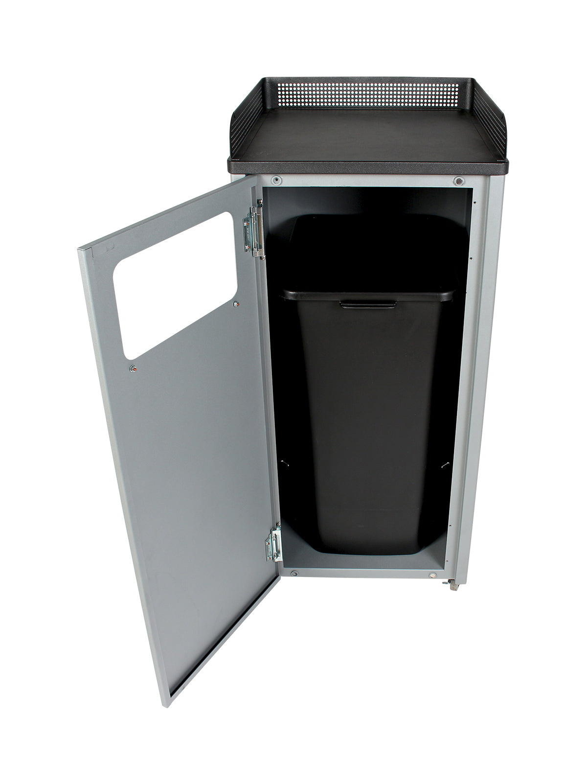 COURTSIDE - Single Waste Collection Bin, Grey-Black Finish with Top Food Tray Collection Space