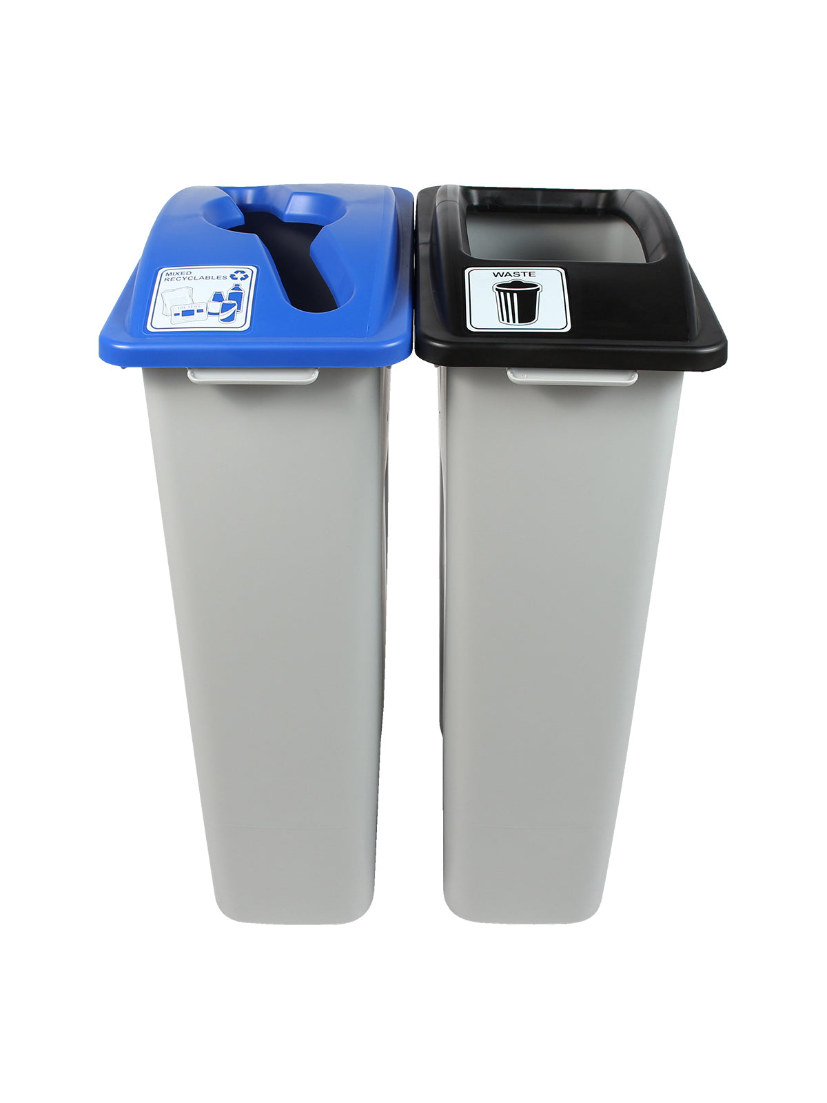 WASTE WATCHER - Double - Kit - Mixed Recyclables-Waste - Mixed-Full - Grey-Blue-Black