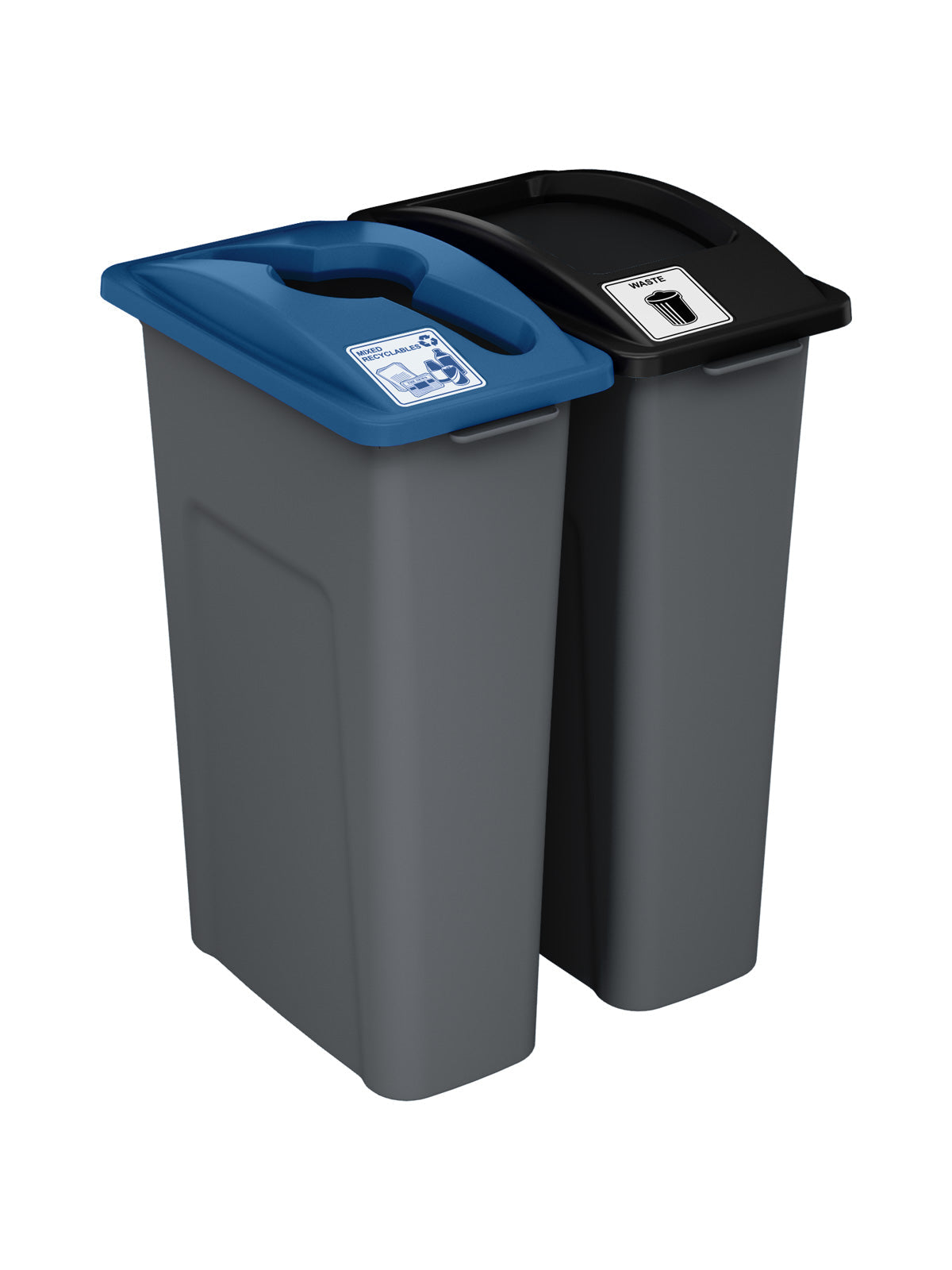 WASTE WATCHER - Double - Kit - Mixed Recyclables-Waste - Mixed-Full - Grey PCR-Blue PCR-Black PCR