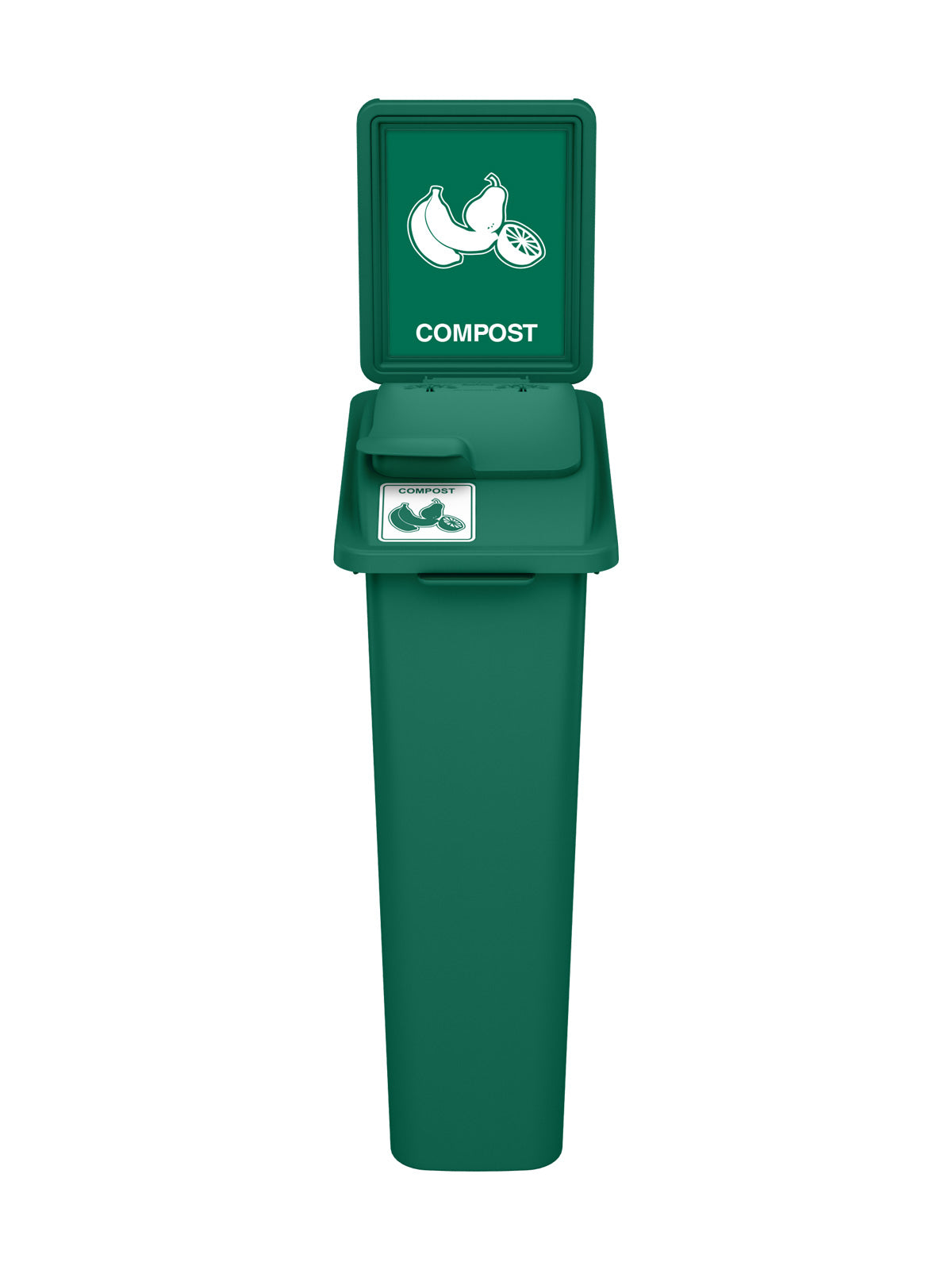 WASTE WATCHER - 23G Green Body with Green Vented Lift Lid, Sign Frame, and 'Compost' Sign and Lid Label
