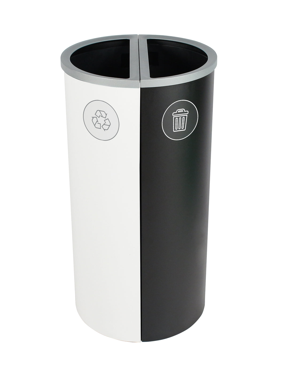 SPECTRUM - Double Station, White-Black Ellipse Slim, Full Opening Lids with Mobius Loop-Waste Body Labels