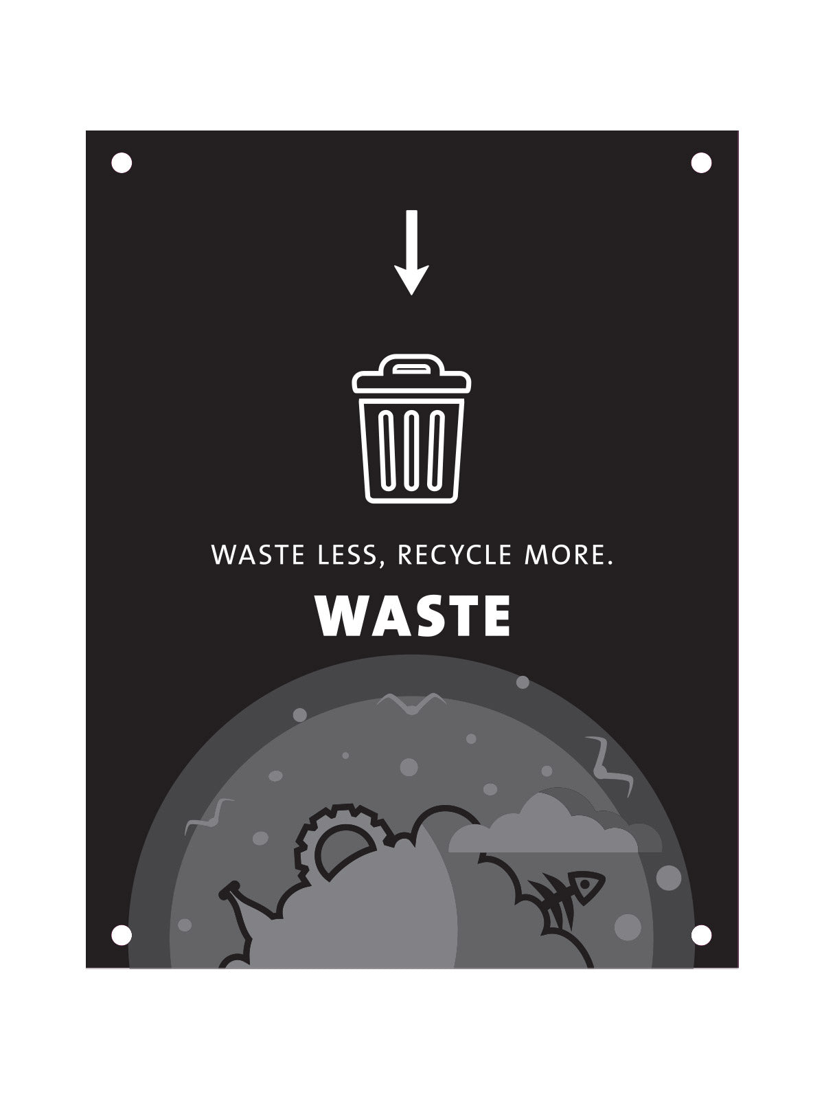 EVOLVE - Cube Body Sign - Waste - Black