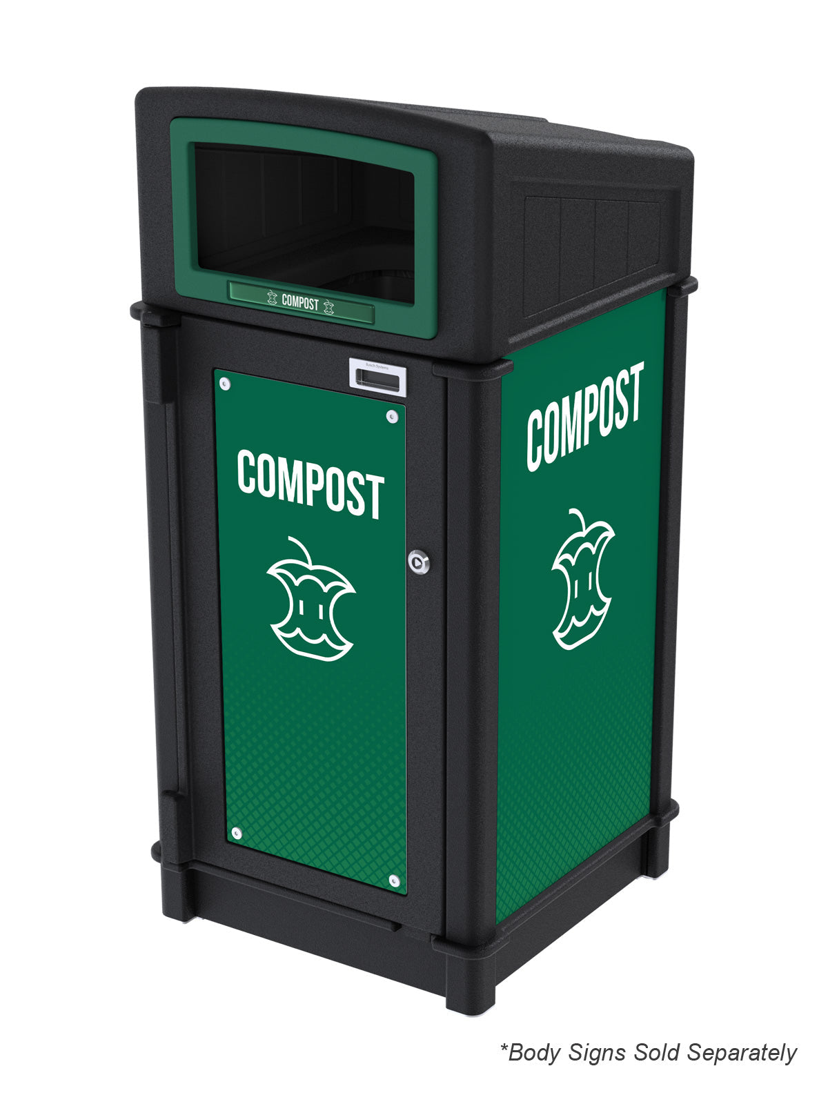 FUSION - Single Stream Front-Load Compost Bin with Full Lid Opening and Door Signage