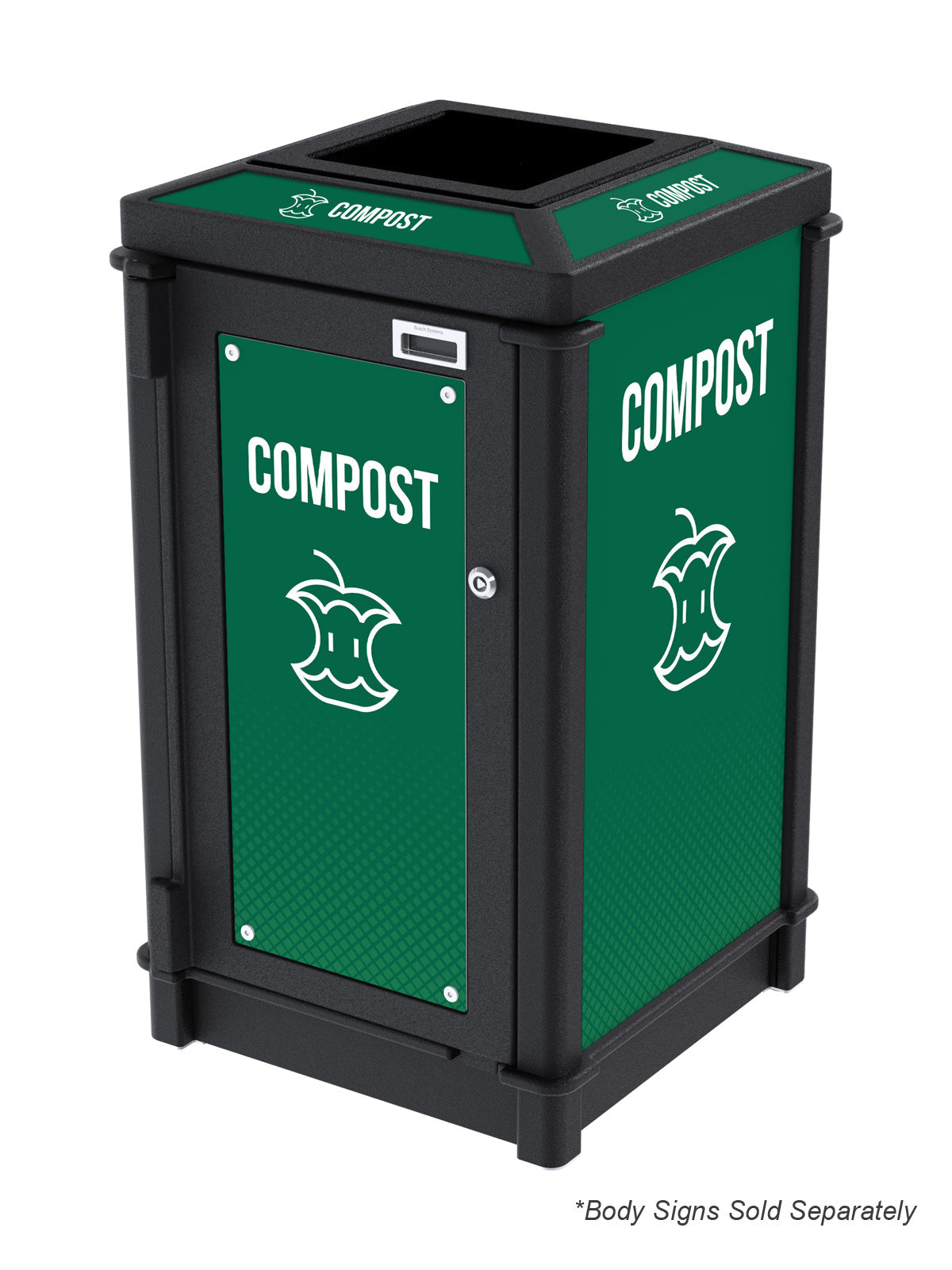 FUSION - Single Stream Top Load Compost Bin with Full Lid Opening and Door Signage