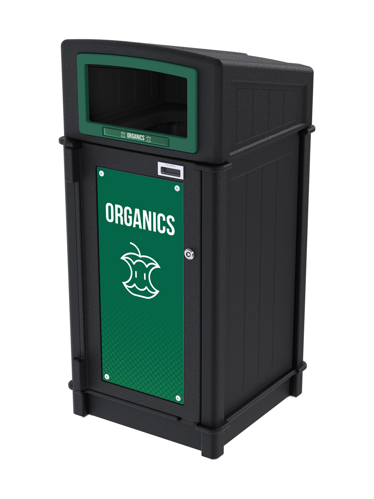 FUSION - Single Stream Top-Load Organics Bin with Full Opening Lid and Door Signage
