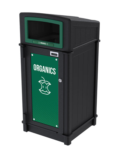 FUSION - Single Stream Top-Load Organics Bin with Full Opening Lid and Door Signage