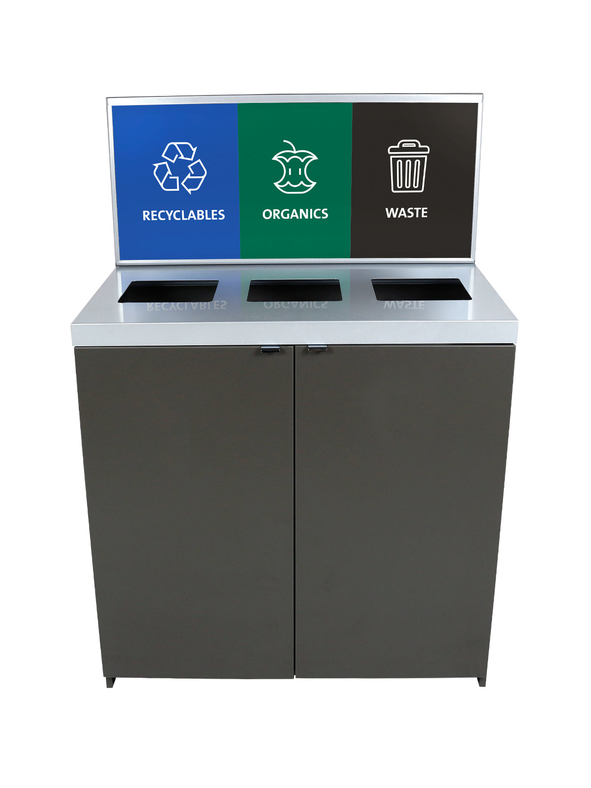 SESSANTA - Triple - Recyclables-Organics-Waste - Full Openings - Slate