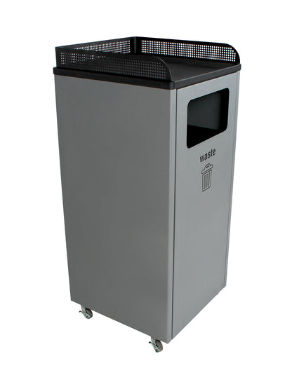 COURTSIDE - Single Waste Collection Bin, Grey-Black Finish with Top Food Tray Collection Space