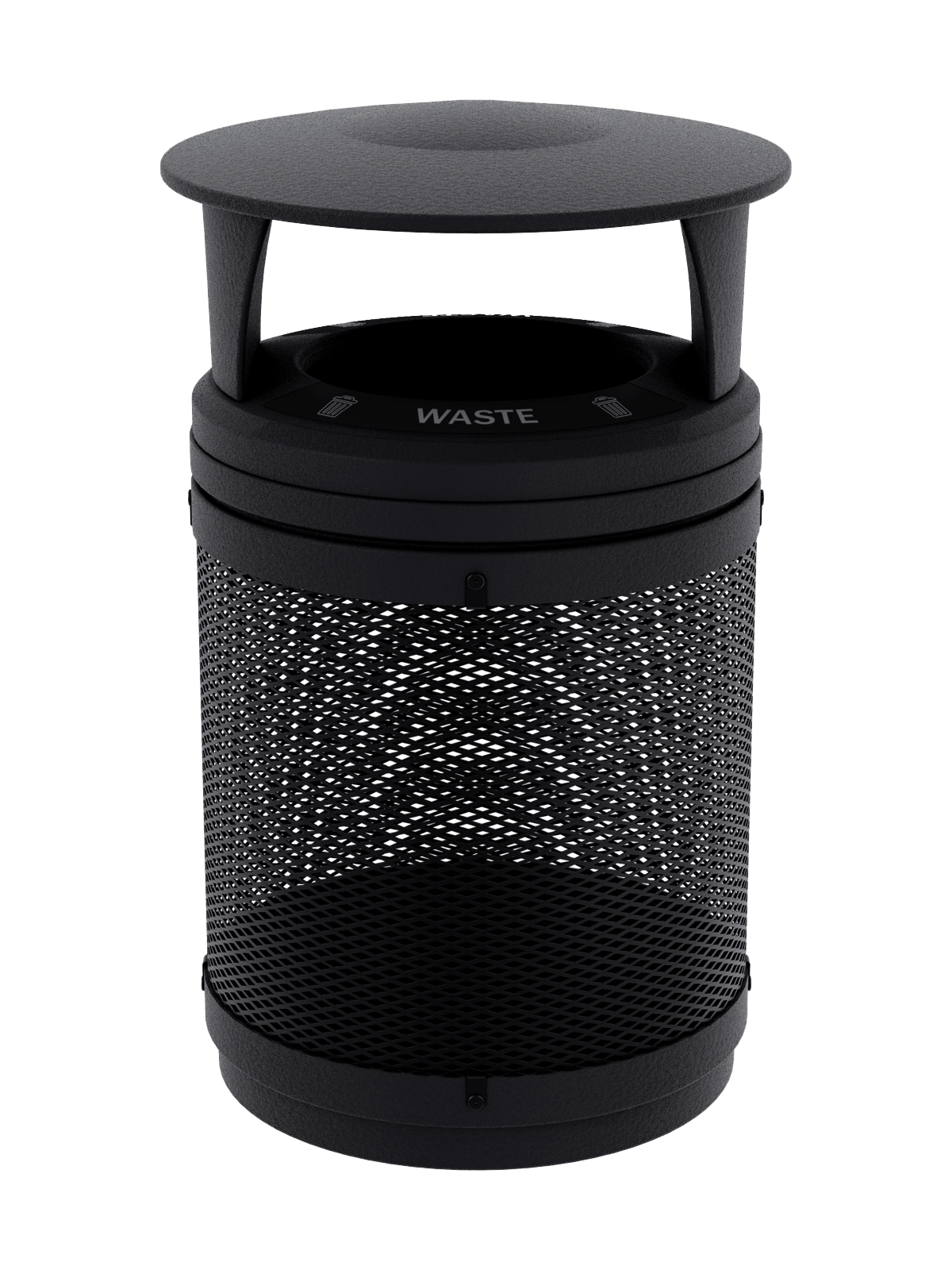 VISTABIN - 50G Collection Bin with Mesh Metal Body, Canopy Lid and 'Waste' Lid Labels