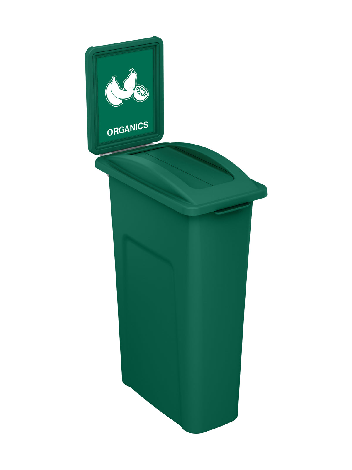 Frame Watcher WASTE WATCHER - 23G Green Body with Swing Lid, Sign Frame, and 'Organi ...