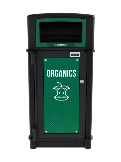 FUSION - Single Stream Top-Load Organics Bin with Full Opening Lid and Door Signage