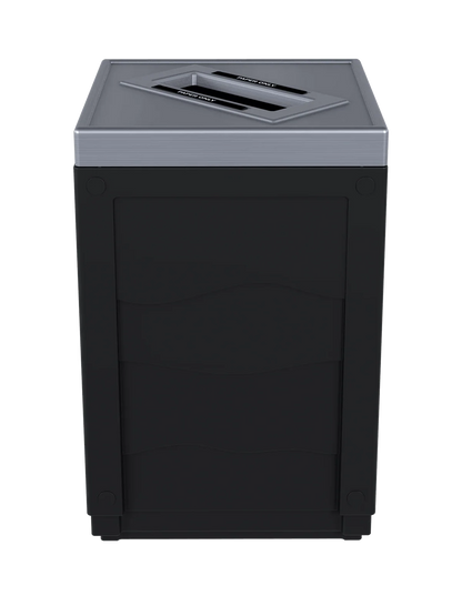 EVOLVE - 50G Black Cube with Slot Opening Lid (Stainless Steel Finish) and 'Paper' Lid Labels