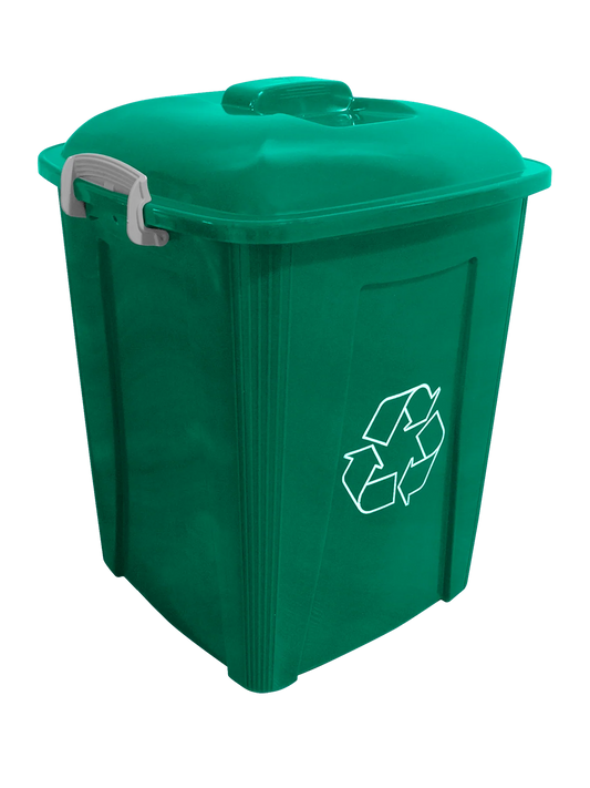 UPRIGHT - 7G Dark Green Bin with Mobius Loop Body Stamp and Lid