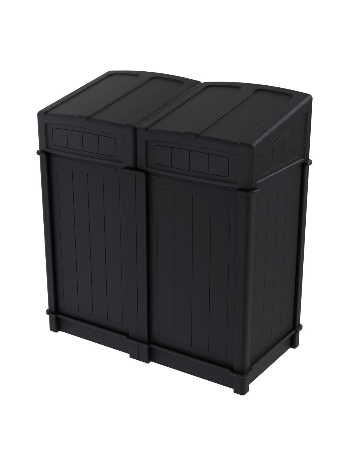 FUSION - Two-Stream Waste and Mixed Recyclables Front-Load Collection Station with Full-Mixed Lid Openings and Door Signage