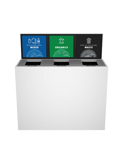 ARISTATA - Triple Stream, Glacier Finish, Hinged Stainless Steel Lid with Full Openings and Sign Frame
