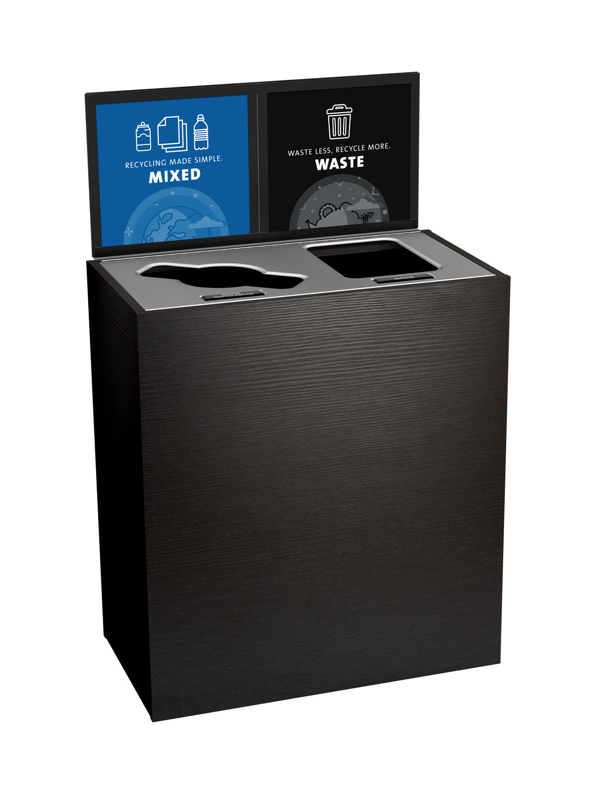 ARISTATA - Double Stream, Western Breeze Finish, Hinged Stainless Steel Lid with Mixed-Full Openings and Sign Frame
