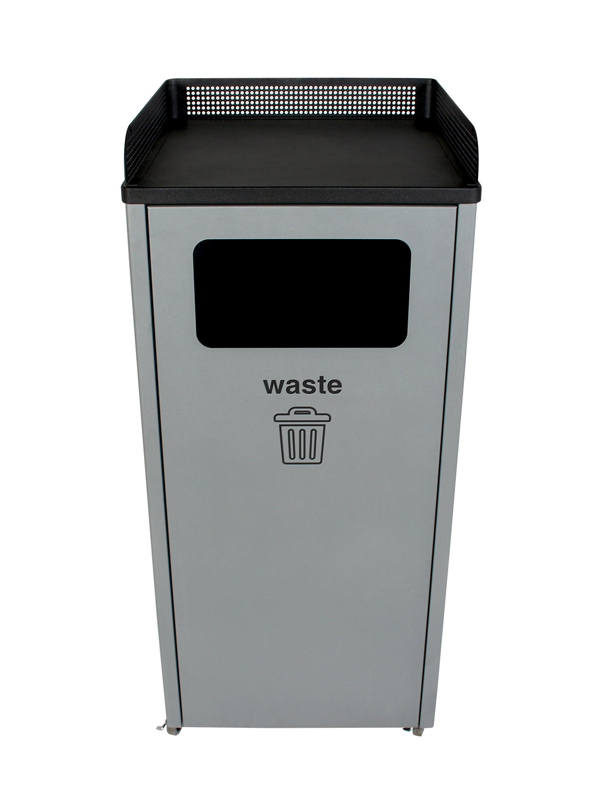 COURTSIDE - Single Waste Collection Bin, Grey-Black Finish with Top Food Tray Collection Space