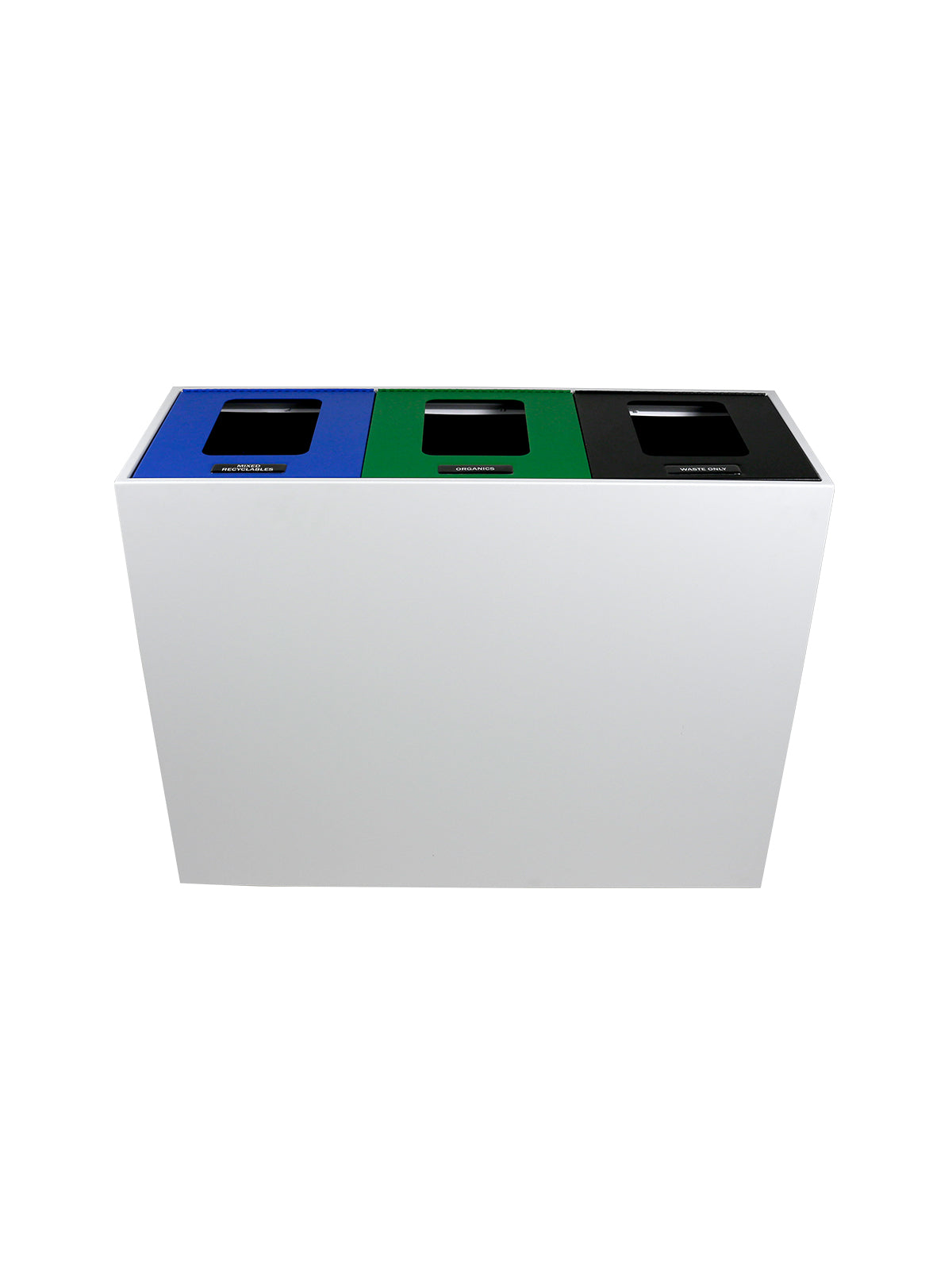 MEZZO - Triple Stream, White Body, Multi-Hinged Blue-Green-Black Lids with Full Openings