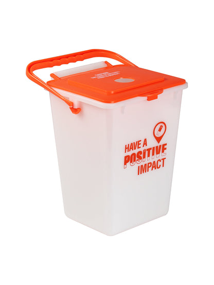 BATTERY RECYCLER - Single - Kit - Have a Positive Impact- Caution! Tape Ends of Batteries Prior to Disposal - Circle - Natural-Fluorescent Orange