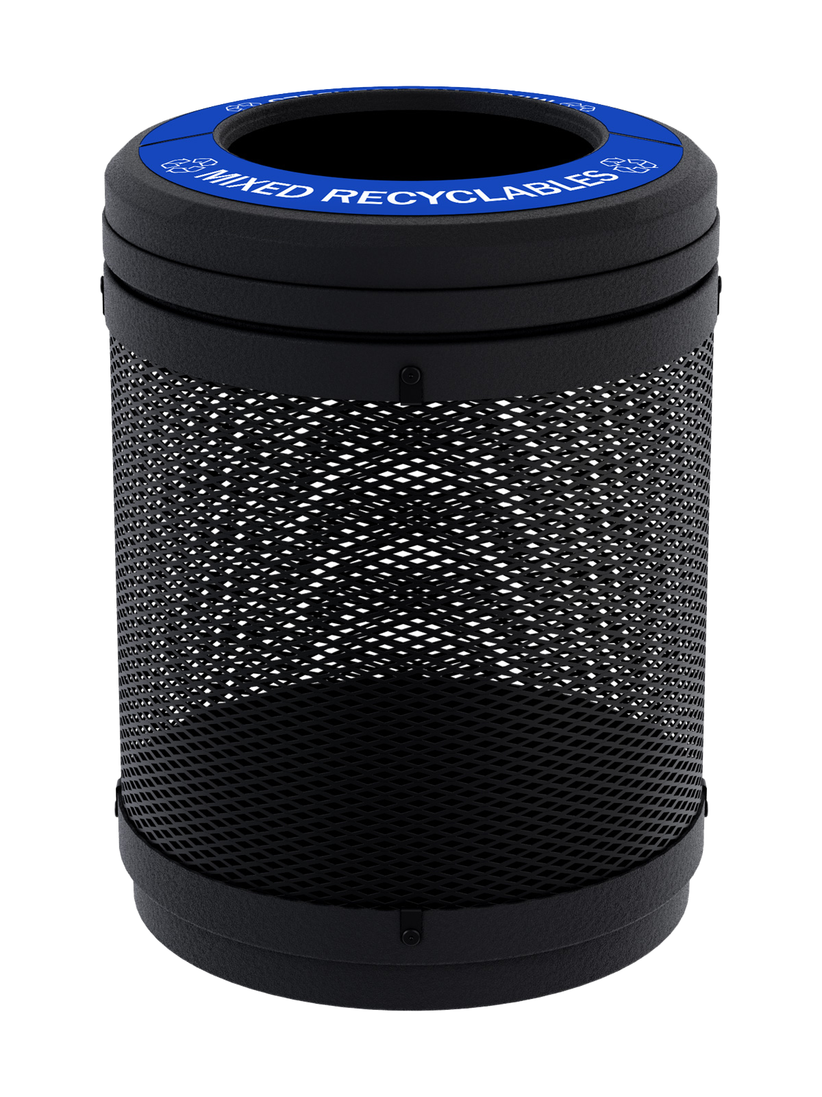 VISTABIN - 50G Collection Bin with Mesh Metal Body, Full-Opening Lid and 'Mixed Recyclables' Lid Labels