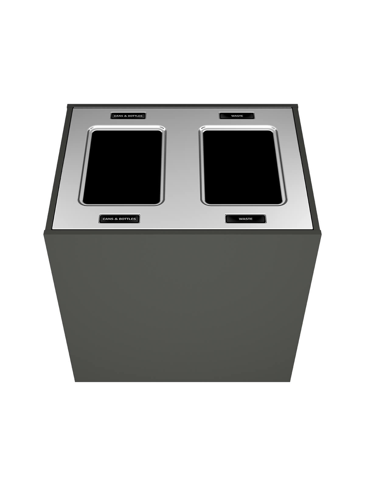 ARISTATA XL - Double Stream, Slate Finish, Hinged Stainless Steel Lid with Full Openings