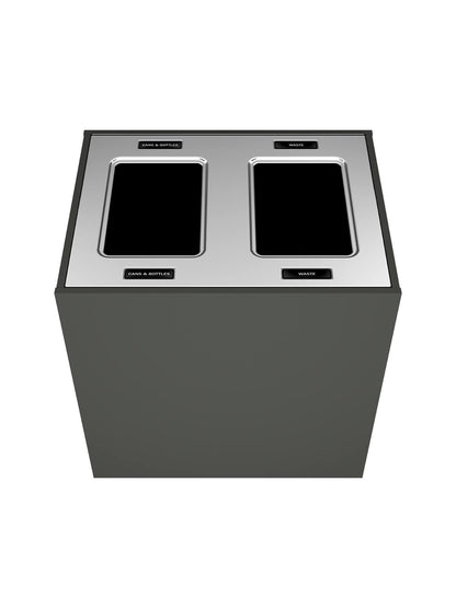 ARISTATA XL - Double Stream, Slate Finish, Hinged Stainless Steel Lid with Full Openings