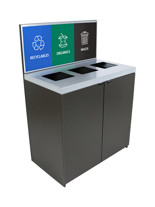 SESSANTA - Triple - Recyclables-Organics-Waste - Full Openings - Slate