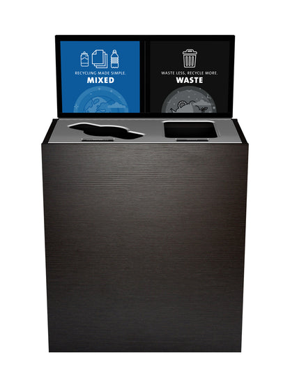 ARISTATA - Double Stream, Western Breeze Finish, Hinged Stainless Steel Lid with Mixed-Full Openings and Sign Frame
